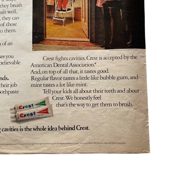 1971 Crest Toothpaste Full Page u Vintage Print Ad Boy Brushing Teeth Parents Wa - Picture 3 of 4